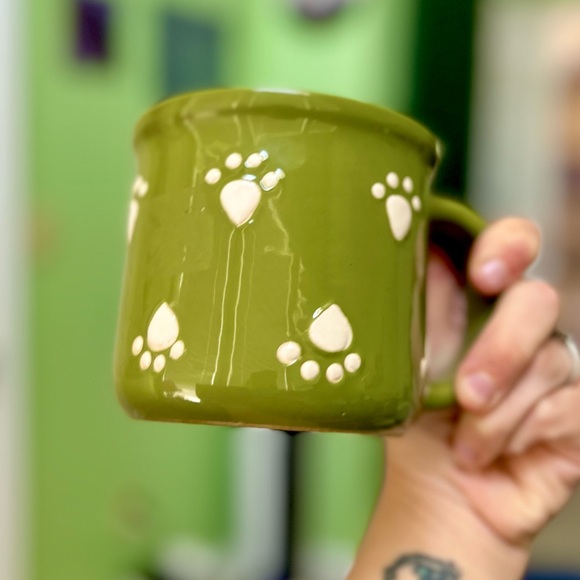 Green Animal Prints Dog Cat Pet Animal Lovers Ceramic Green Mug - Picture 2 of 5